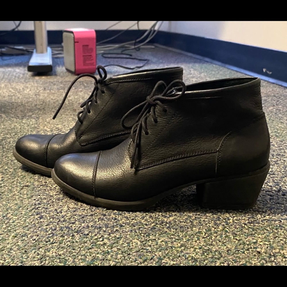 Black leather ankle boots